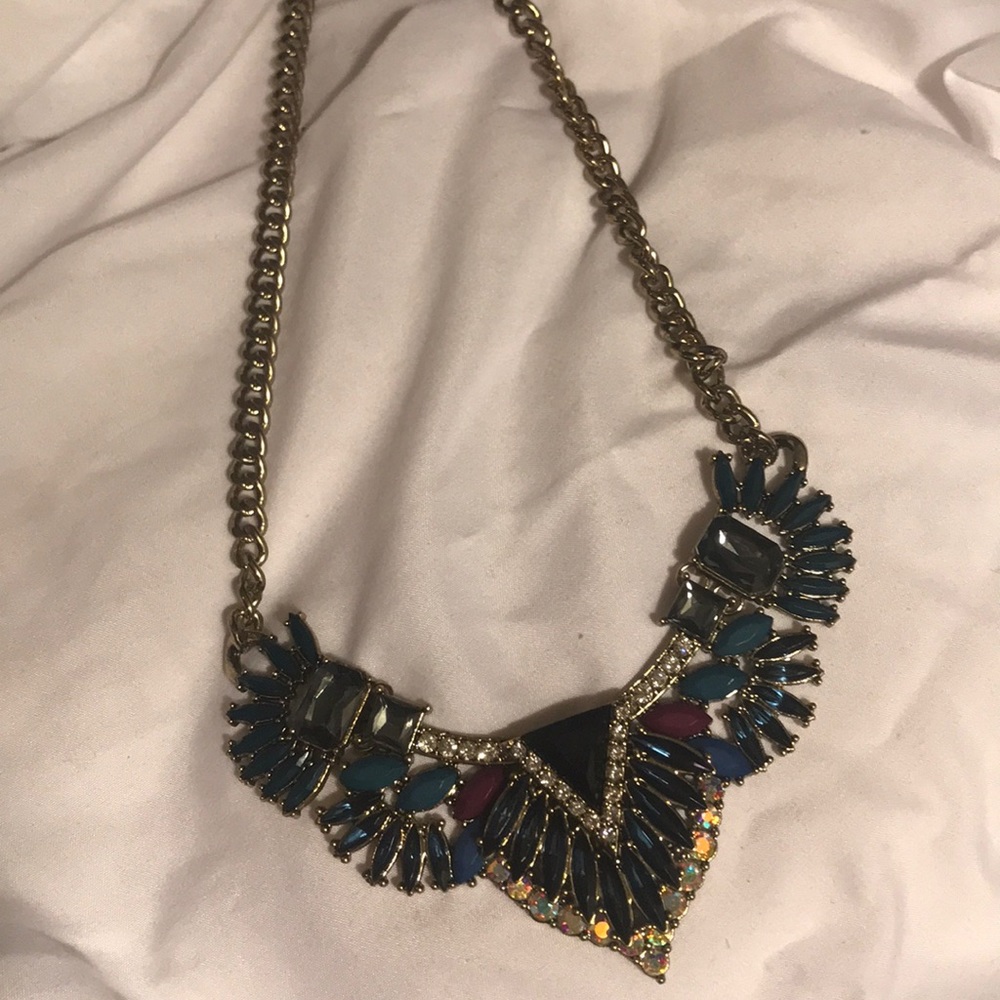 Black ,teal ,Maroon rhinestone necklace